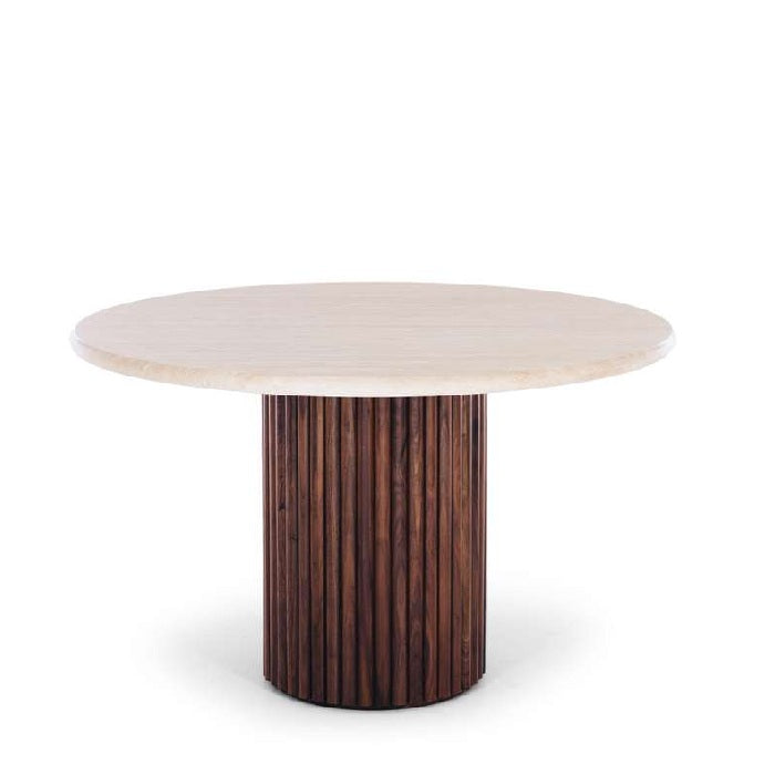 Rho Dining Table Walnut with Travertine Top - 1200dia (Seats 4)