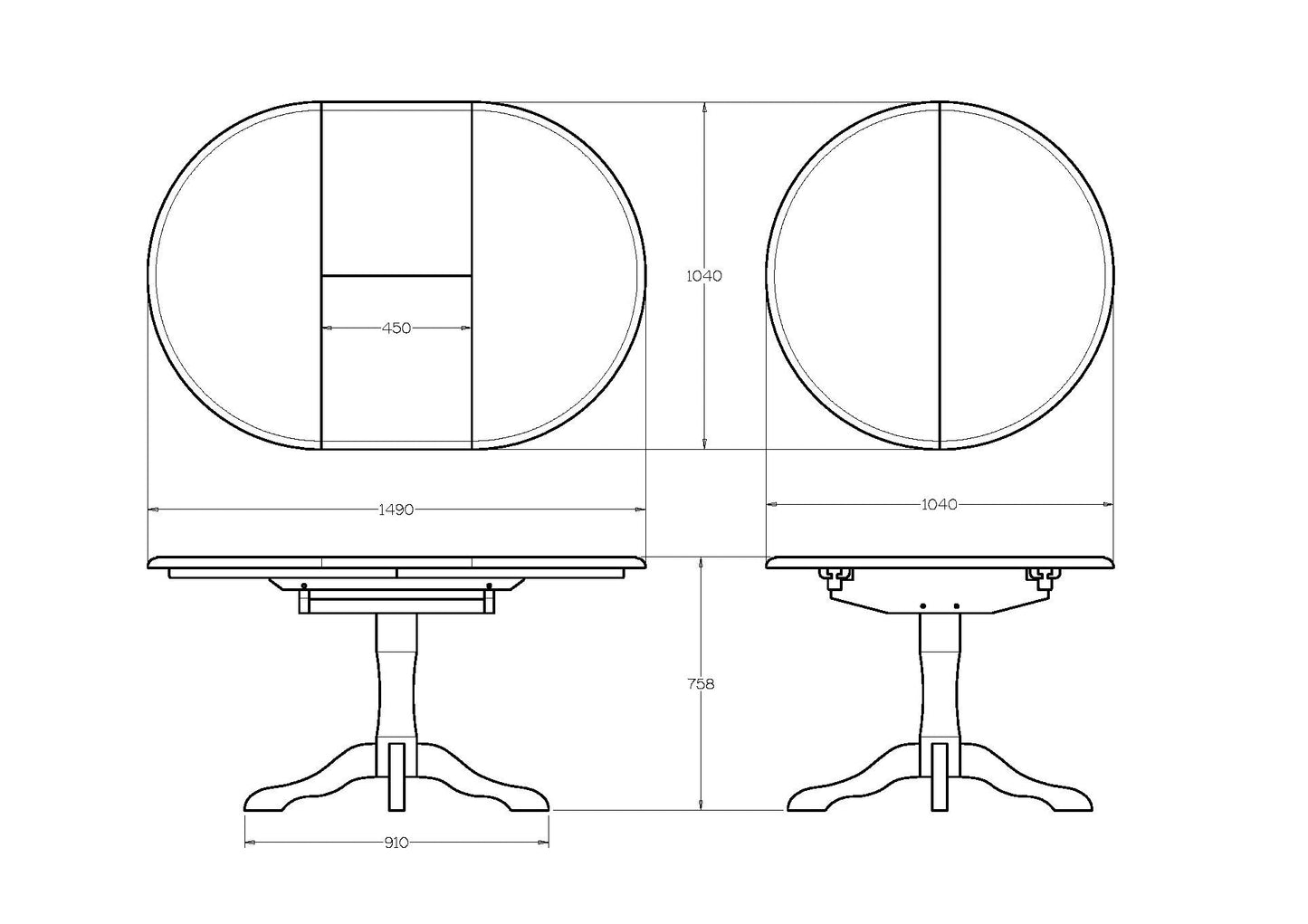 Villager Dining Extension Table - Round - 1050dia -1500w