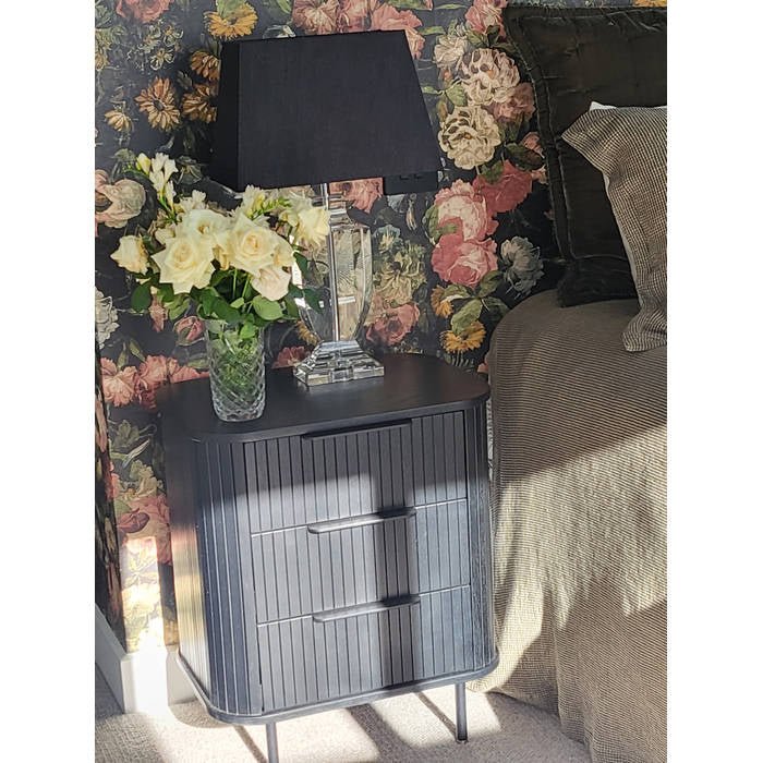 Anders Bedside Cabinet - 3 Drawer (Black Oak) - Paulas Home & Living