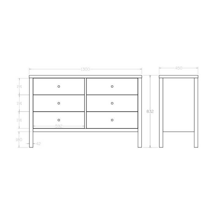 Andes 6 Drawer Lowboy - Ash - Paulas Home & Living