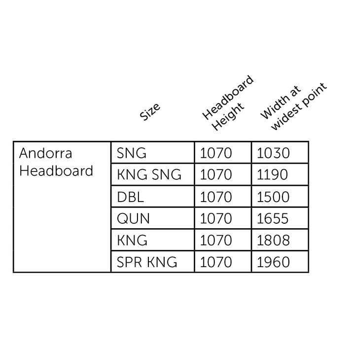 Andorra Headboard - Single to King Single - Paulas Home & Living