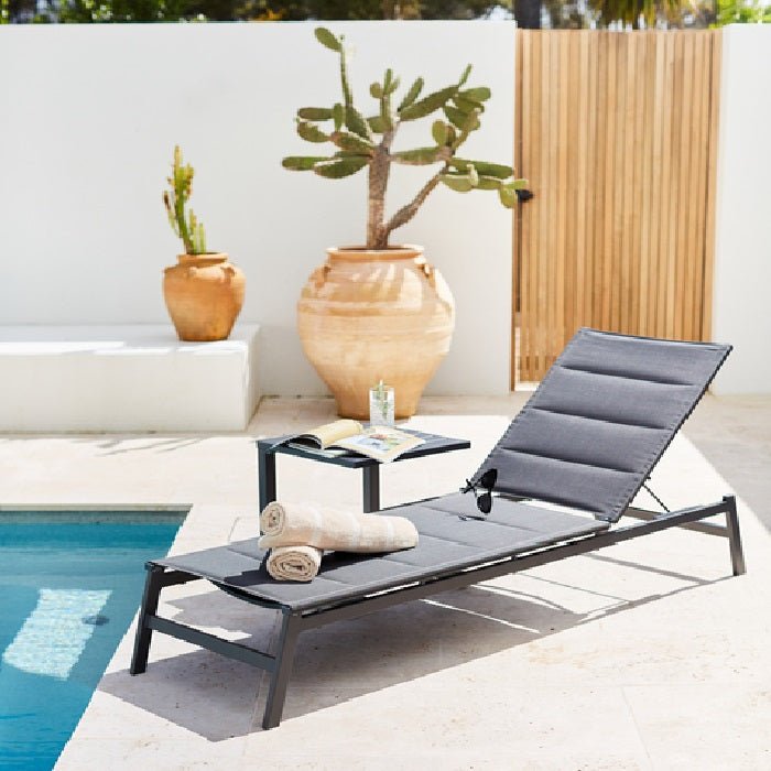 Boston Outdoor Sun Lounger - Gunmetal Grey - Paulas Home & Living