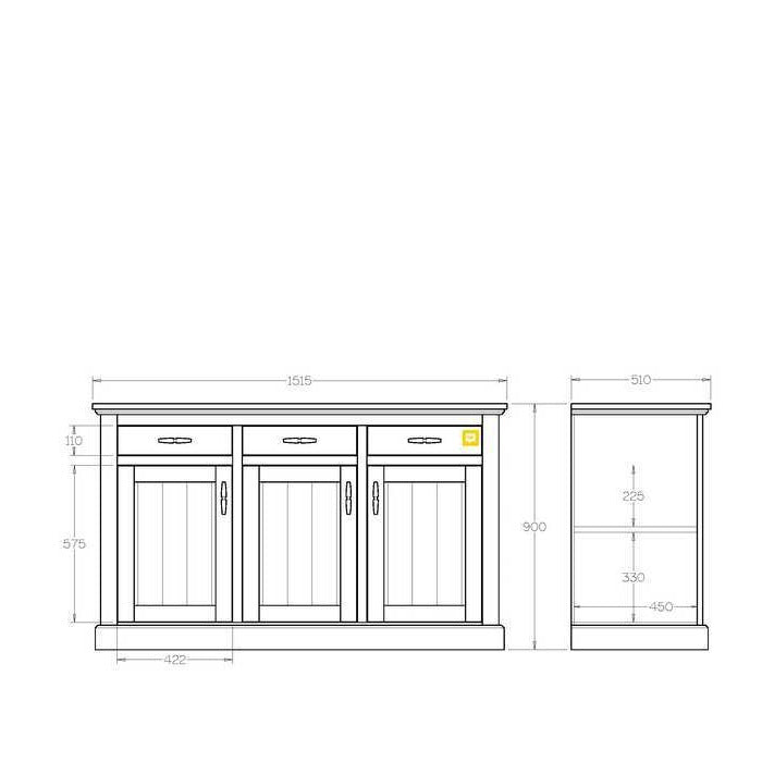 Charlton Buffet 3 Drawer - 1060w - Paulas Home & Living