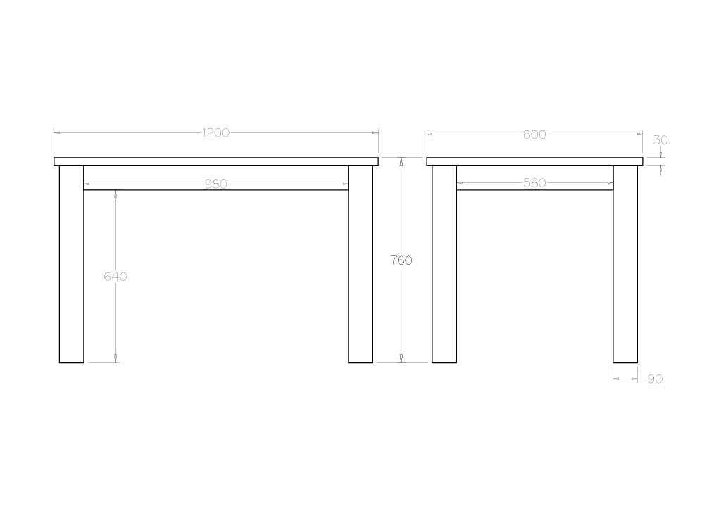 Charlton Dining Table - 1200w - Paulas Home & Living