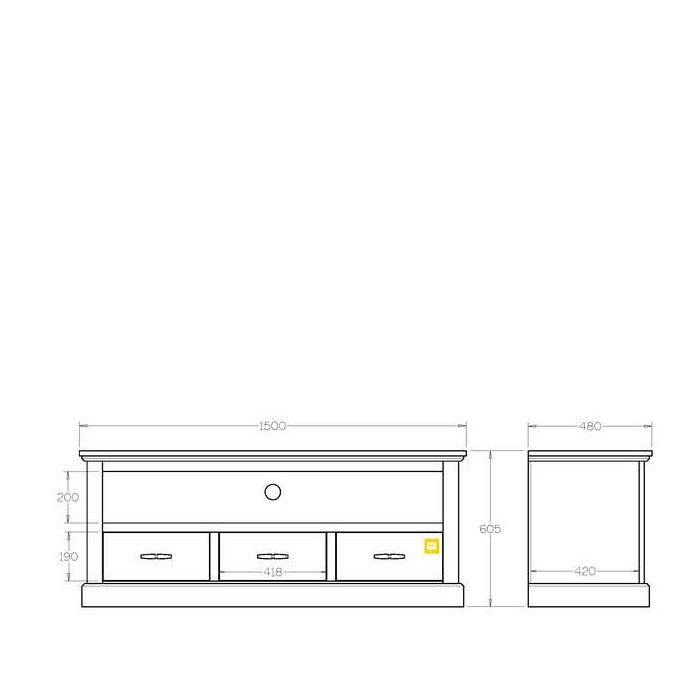 Charlton TV Entertainment Unit 3 Drawer - Paulas Home & Living