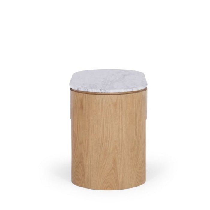 Clover 1 Dr Bedside - Marble Top & Oak - Paulas Home & Living