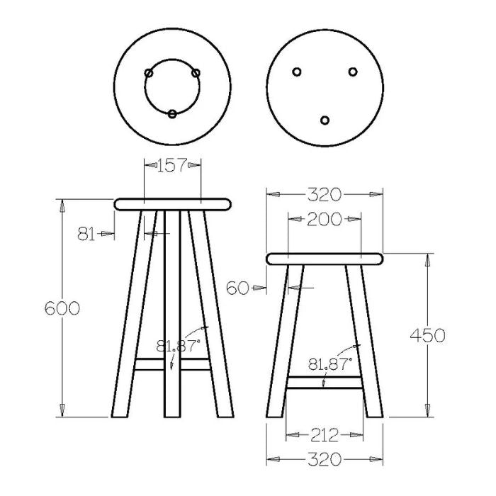 Clover Stool - Pine - 450SH or 600SH - Paulas Home & Living