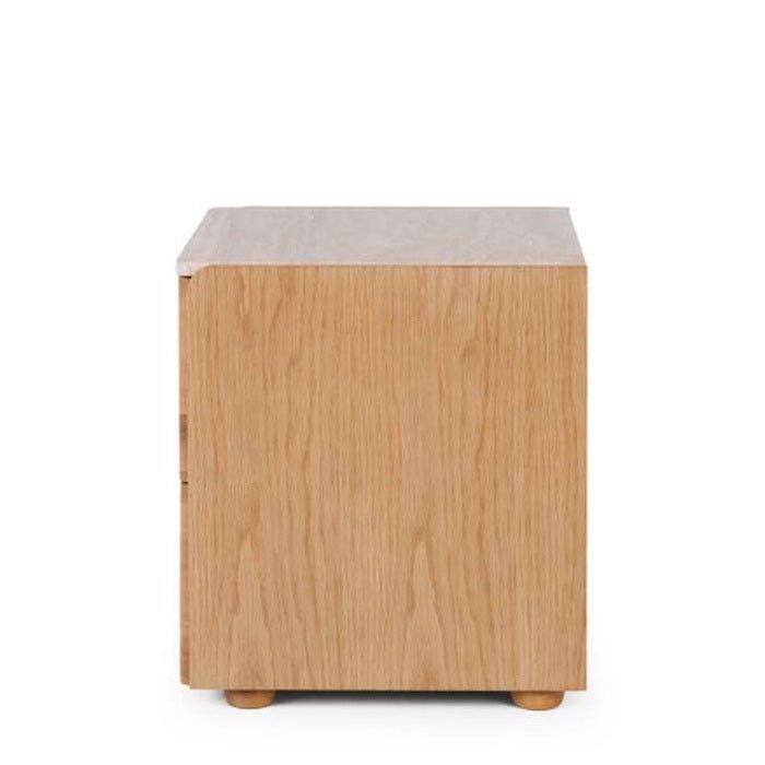 Cube Natural 2 Drawer Bedside - Travertine top - Paulas Home & Living