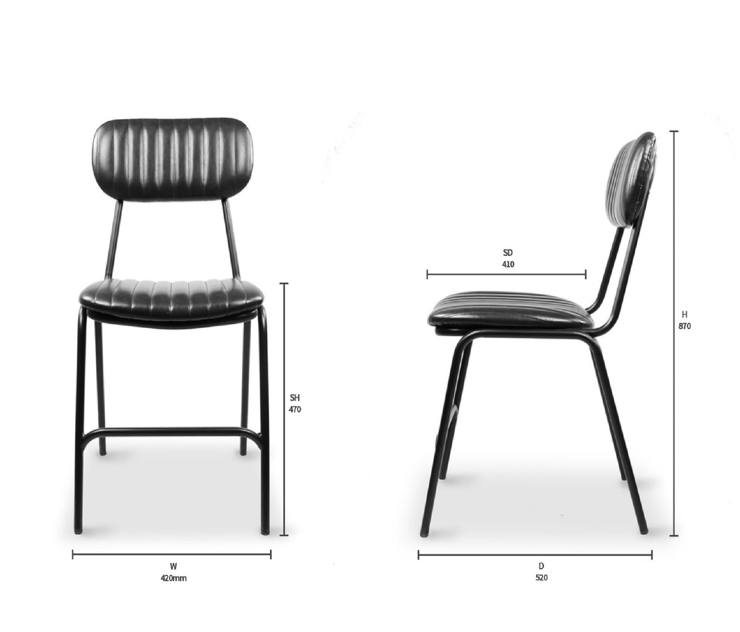 Datsun Chair Vintage Black PU - Paulas Home & Living