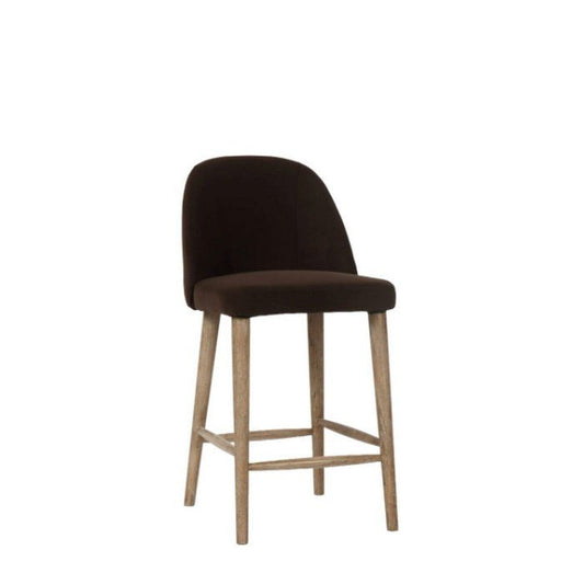Dupont Low Bar Stool – Dark Brown Velvet - 665SH - Paulas Home & Living