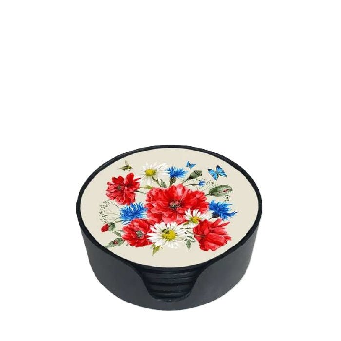 Floral Coaster Set - Glass - Paulas Home & Living