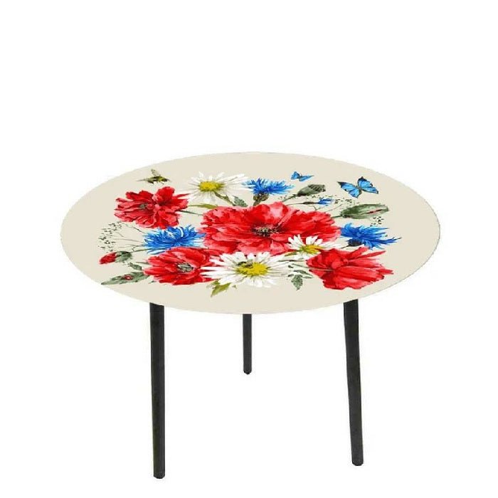 Floral Glass Side Table - Paulas Home & Living