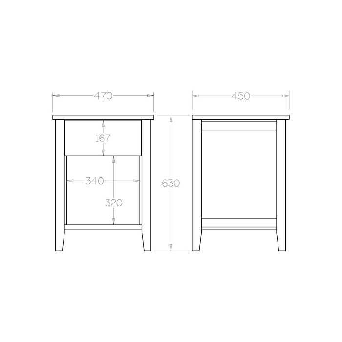 Hilton Bedside 1 Drawer - Paulas Home & Living
