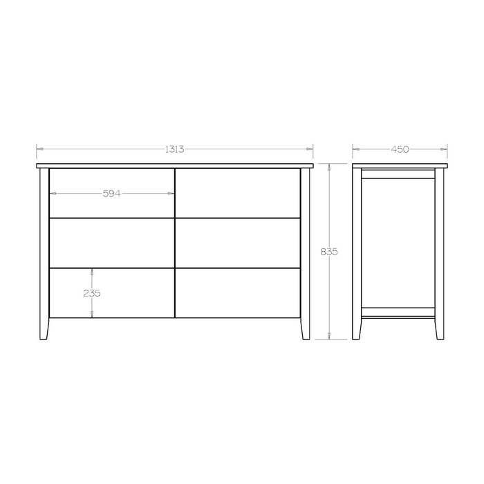 Hilton Lowboy 6 Drawer - Paulas Home & Living