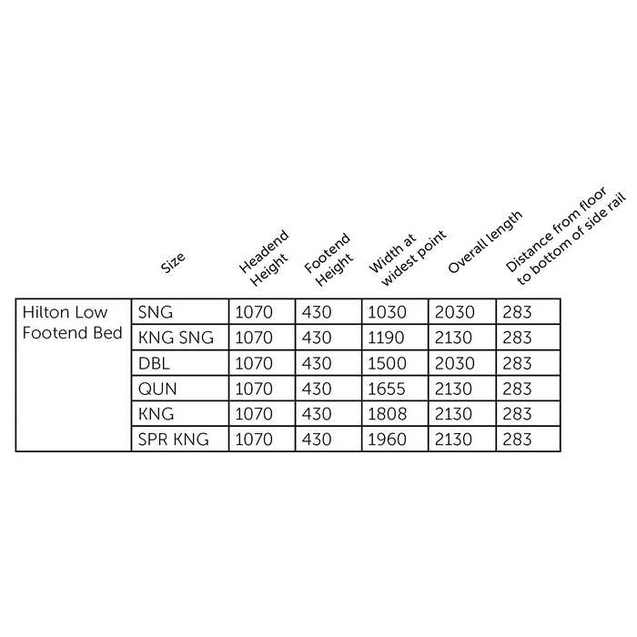 Hilton Slatframe Bed - Low Foot - Double to Super King - Paulas Home & Living