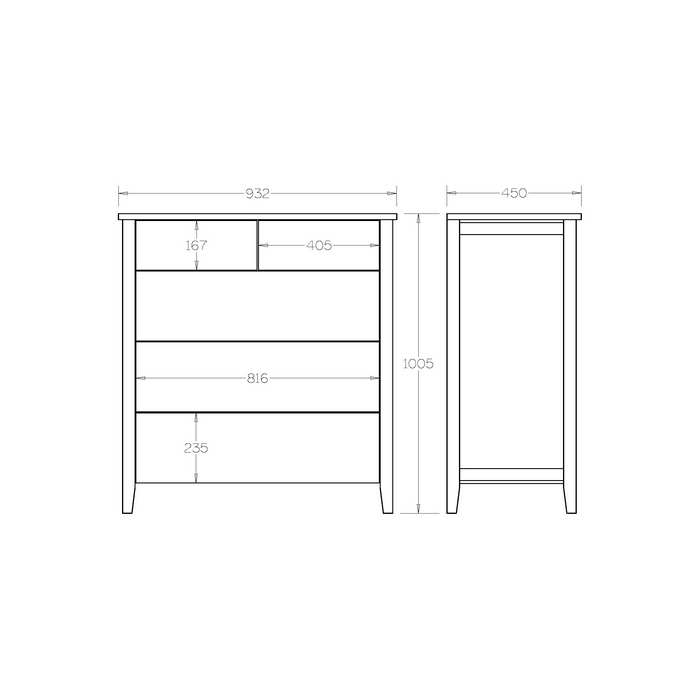 Hilton Tallboy 5 Drawer - Paulas Home & Living