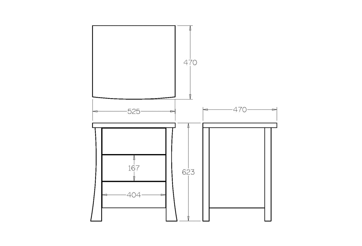 Hudson 3 Drawer Bedside - Paulas Home & Living