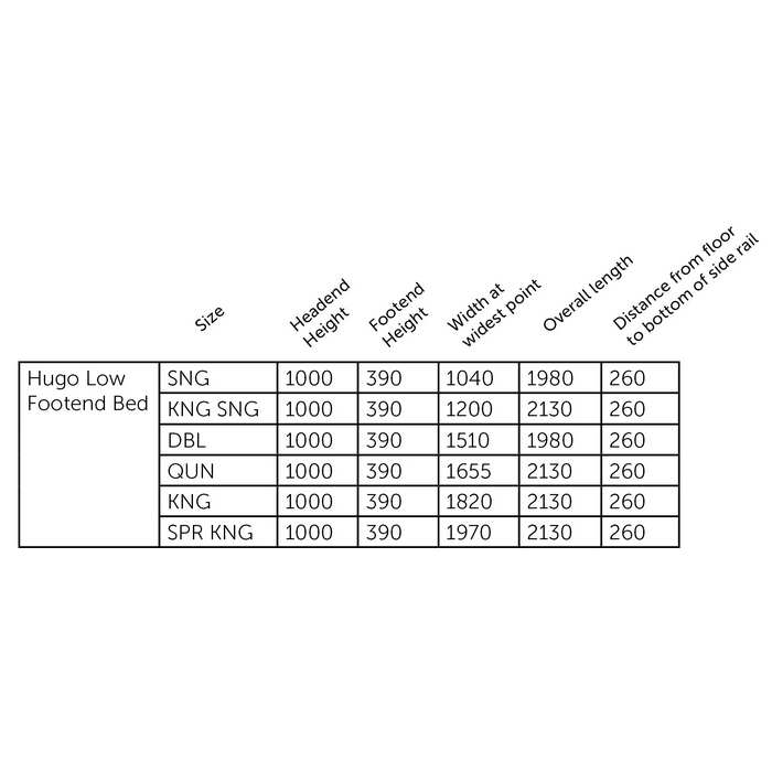 Hugo Slatframe Low Foot - Slatted - Double to Super King - Paulas Home & Living