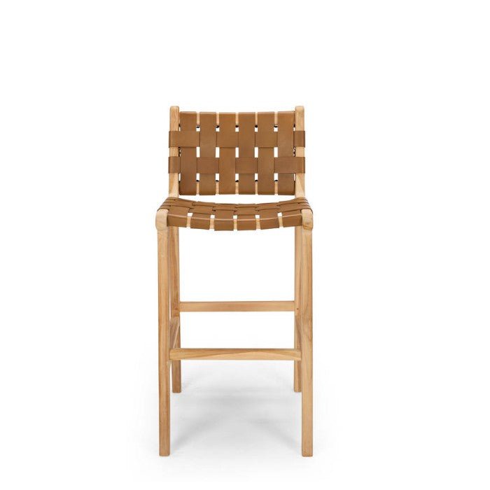 Indo Barstool High Back - Woven - Saddle - 650SH - Paulas Home & Living