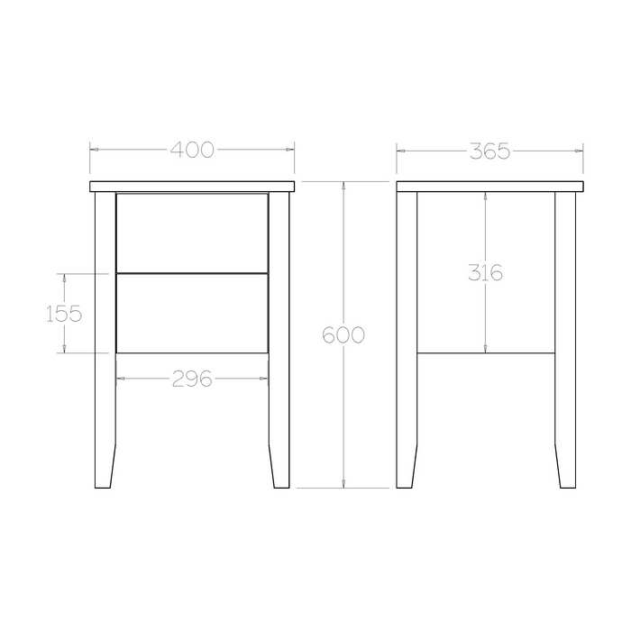 Ivydale Bedside 1 Drawer Slim - Ash - Paulas Home & Living