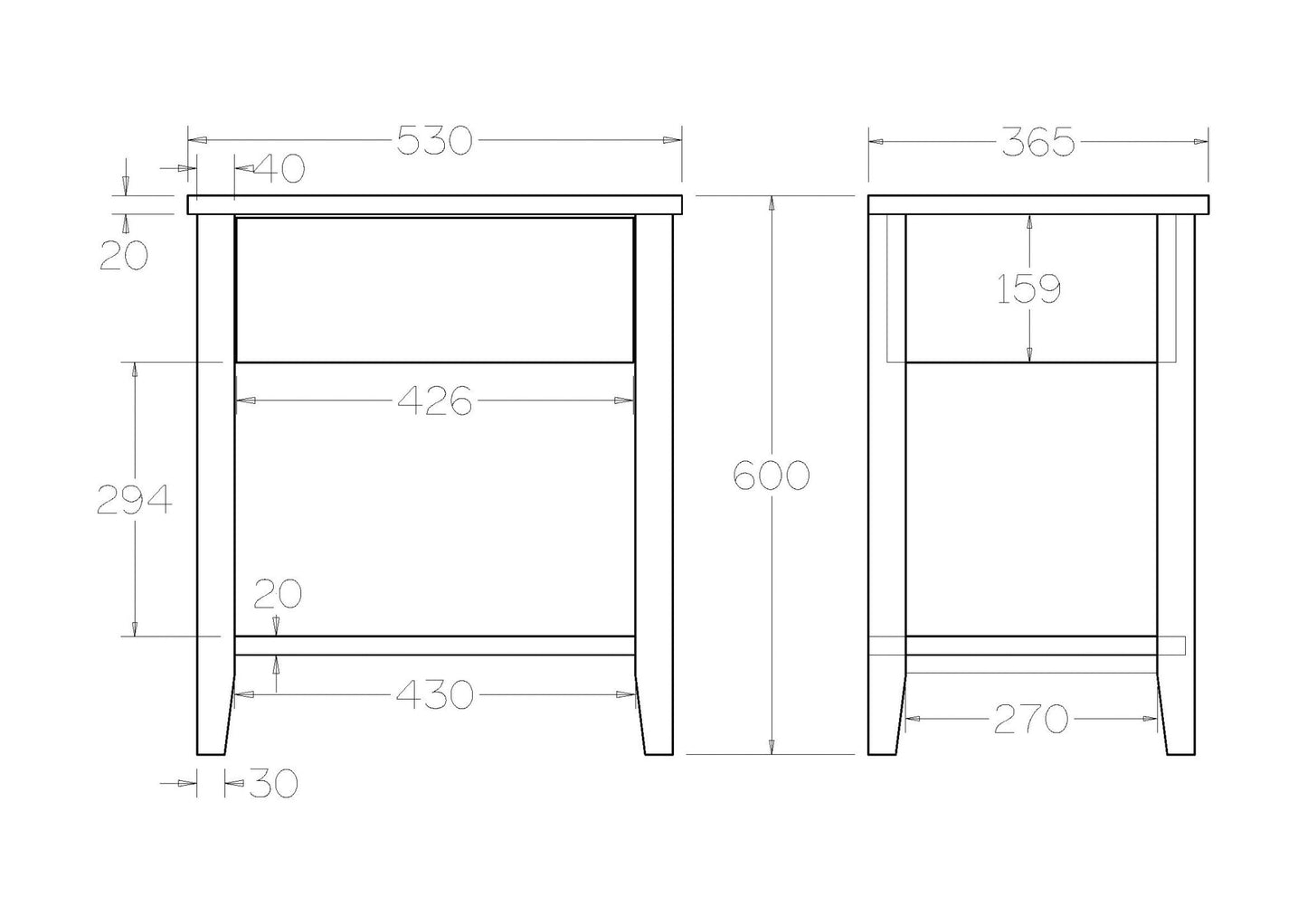 Ivydale Bedside 1 Drawer Wide - Ash - Paulas Home & Living
