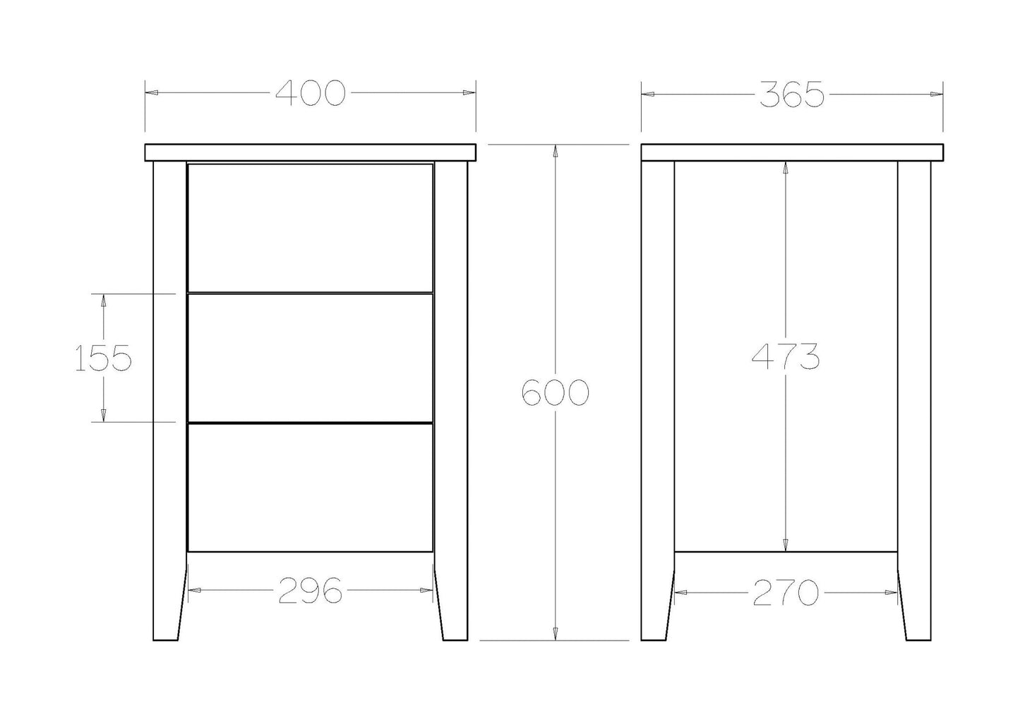 Ivydale Bedside 3 Drawer Slim - Ash - Paulas Home & Living
