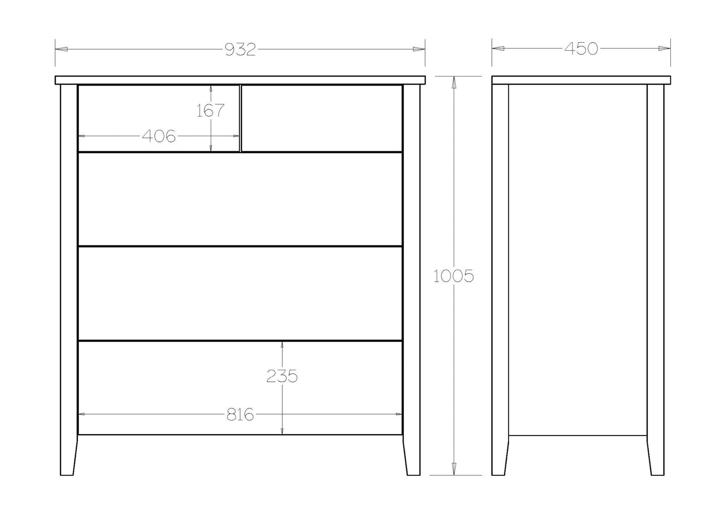 Ivydale Tallboy 5 Drawer - Ash - Paulas Home & Living