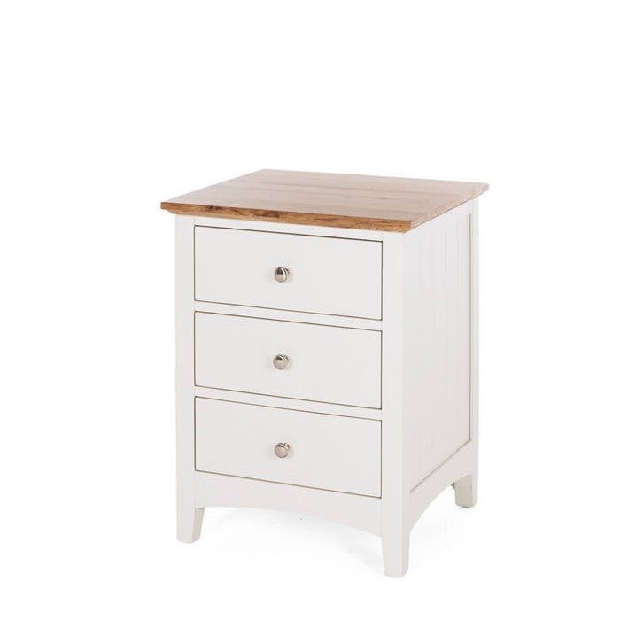 Jessica Bedside 3 Drawer - Oak Top - Paulas Home & Living
