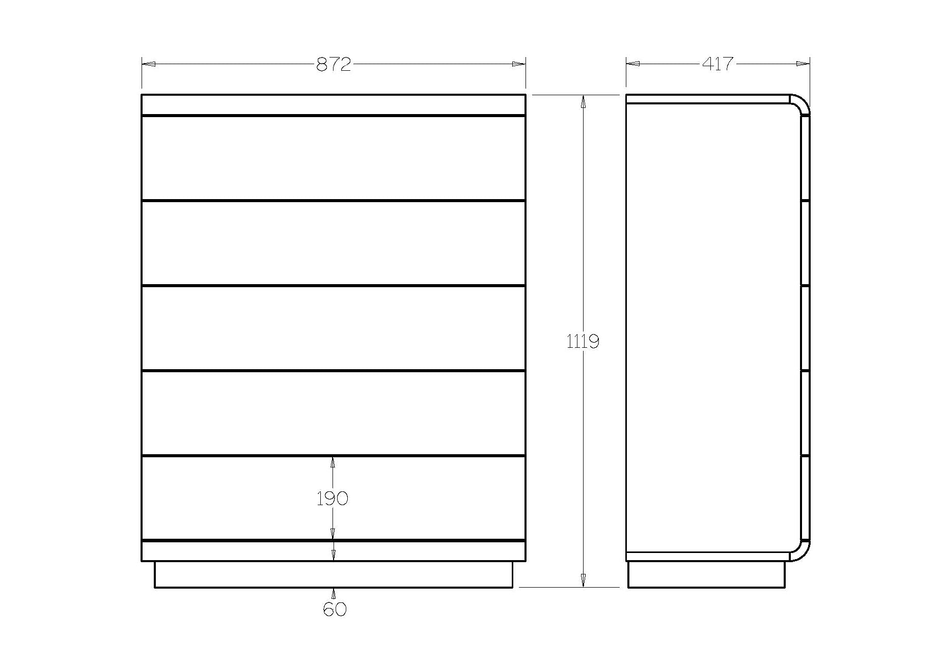 Karamea Tallboy 5 Drawer - With Cut Out (Ash) - Paulas Home & Living