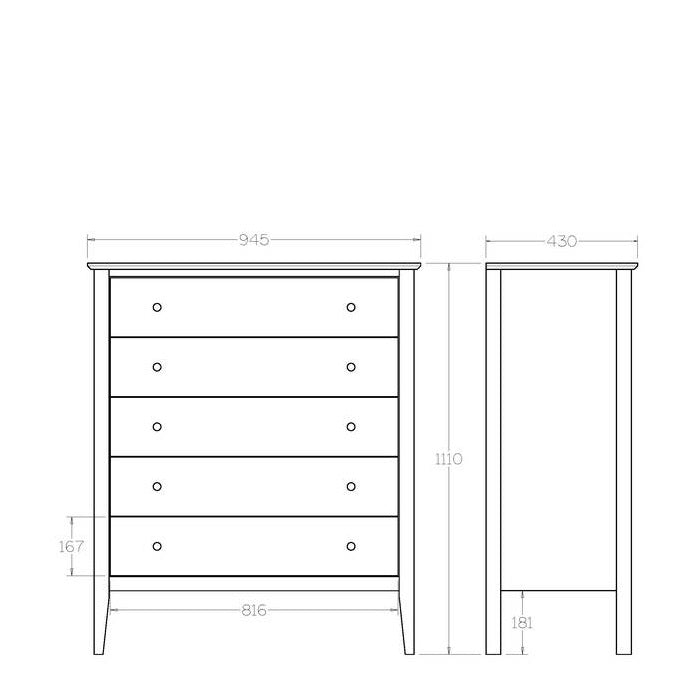 Mabel Tallboy 5 Drawer - Paulas Home & Living