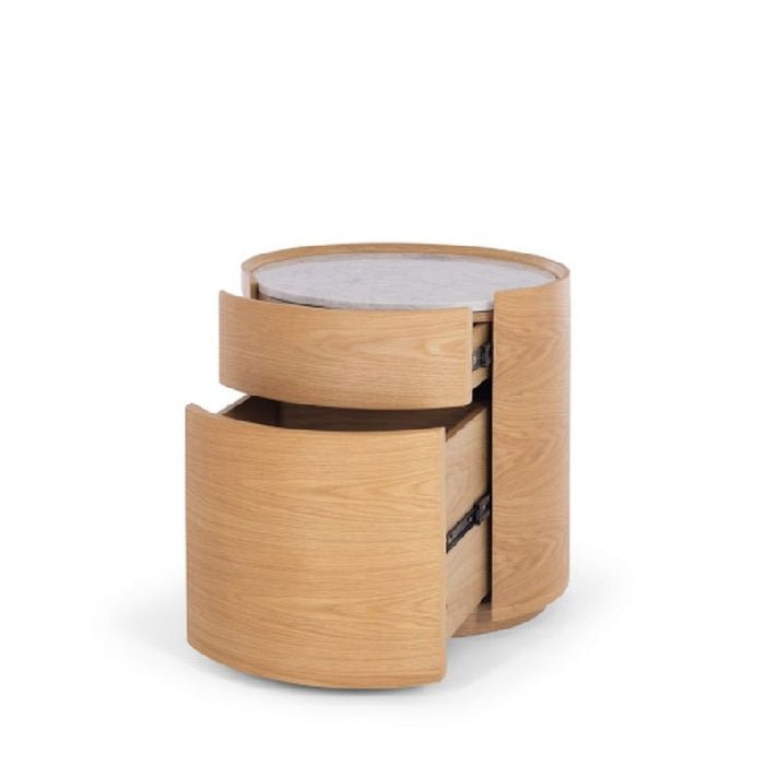 Muse 2 Dr Bedside - Marble Top & Oak - Paulas Home & Living