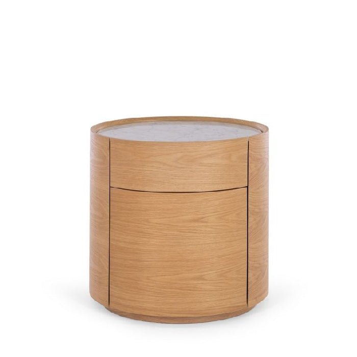 Muse 2 Dr Bedside - Marble Top & Oak - Paulas Home & Living