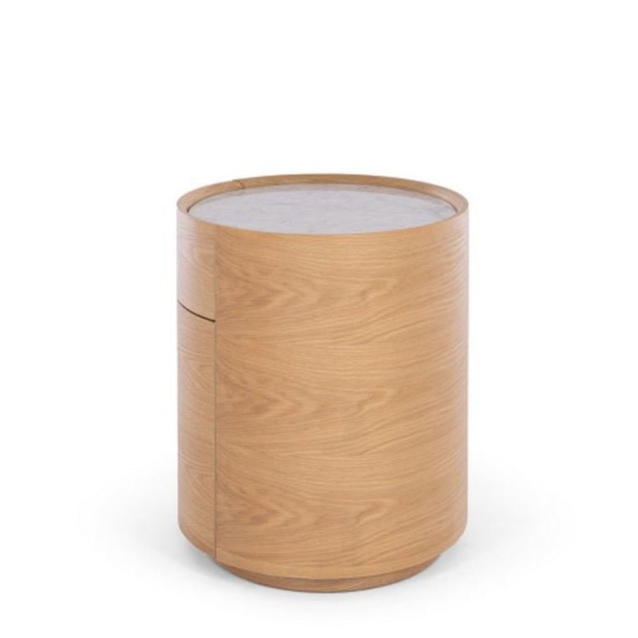 Muse 2 Dr Bedside - Marble Top & Oak - Paulas Home & Living