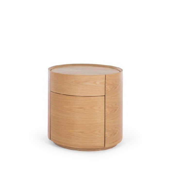 Muse 2 Dr Bedside - Travertine Top & Oak - Paulas Home & Living
