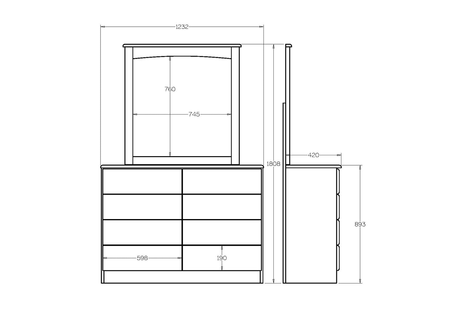 Northville Dresser & Mirror 8 Drawer - Paulas Home & Living