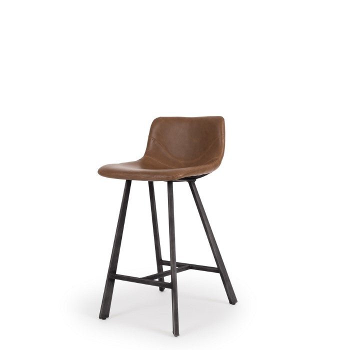 Rustic Barstool PU - Cognac - Paulas Home & Living