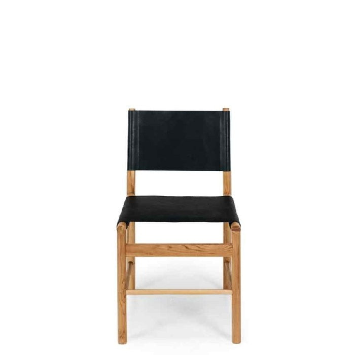 Ned Dining Chair - Black (Teak & Leather)