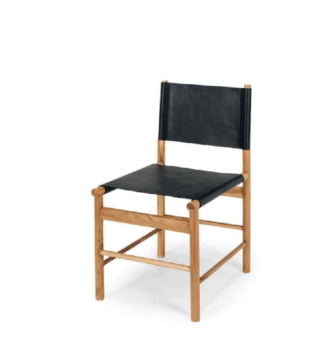 Ned Dining Chair - Black (Teak & Leather)