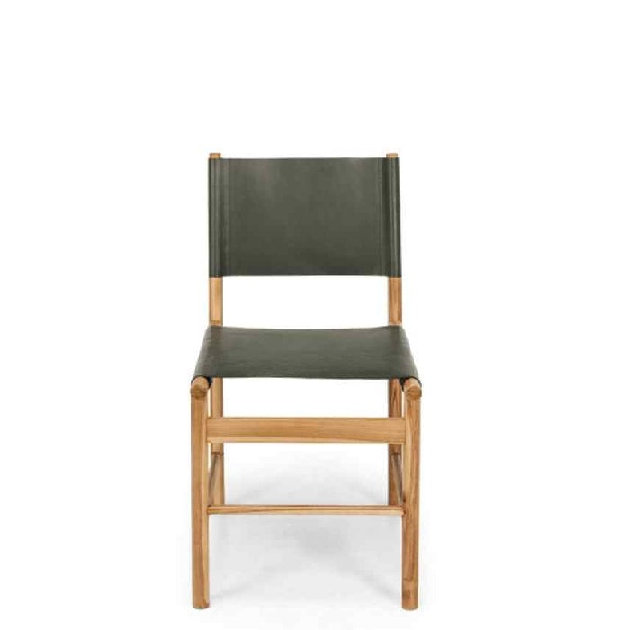 Ned Dining Chair - Olive (Teak & Leather)