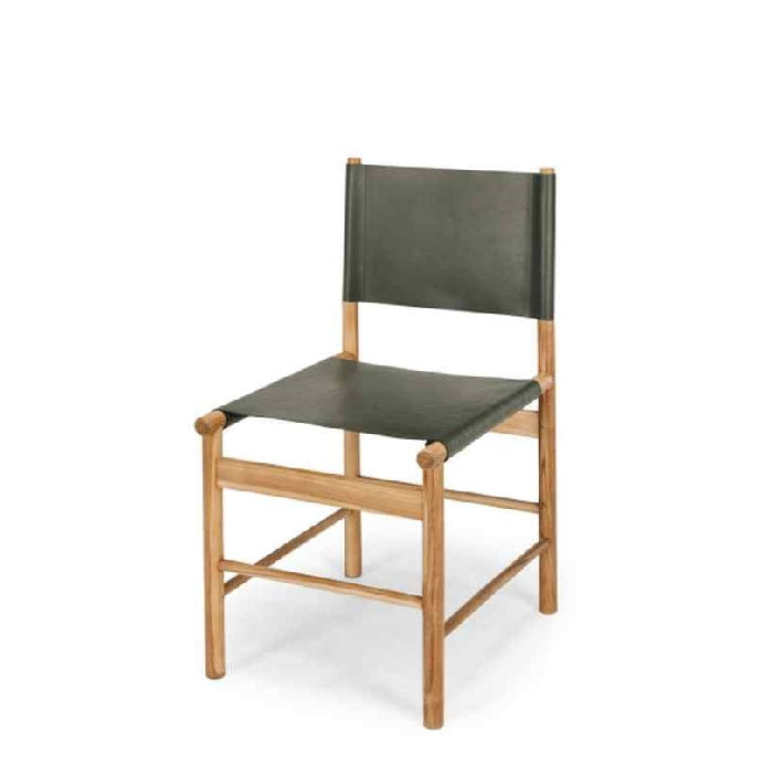 Ned Dining Chair - Olive (Teak & Leather)