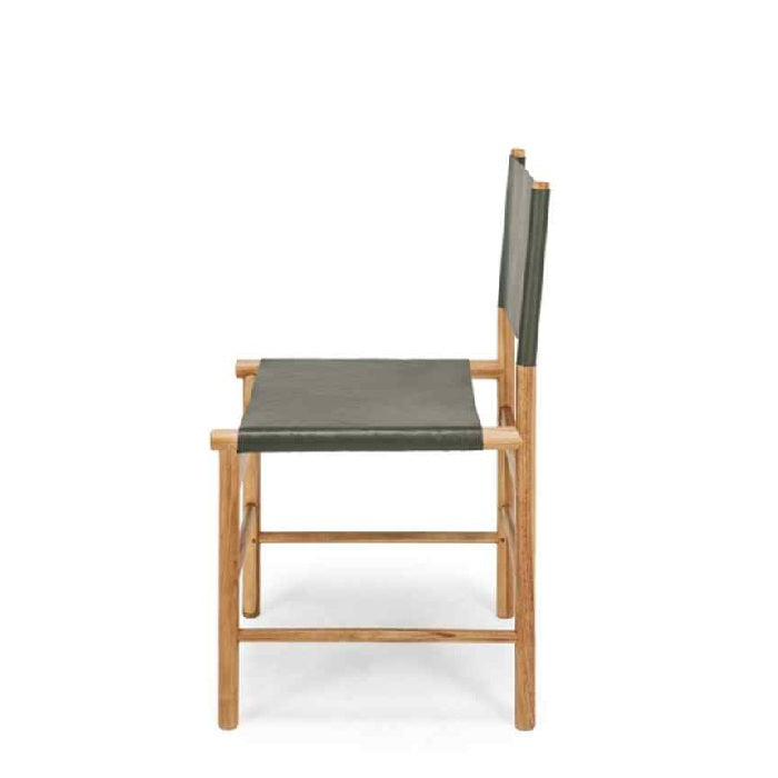 Ned Dining Chair - Olive (Teak & Leather)