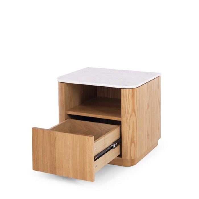 Stash 1 Dr Bedside - Marble Top & Oak - Paulas Home & Living