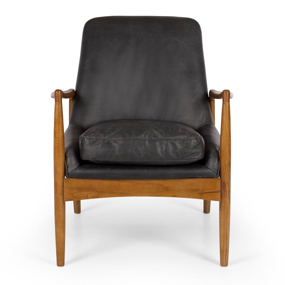 Steiner Armchair Black Wax Leather - Paulas Home & Living