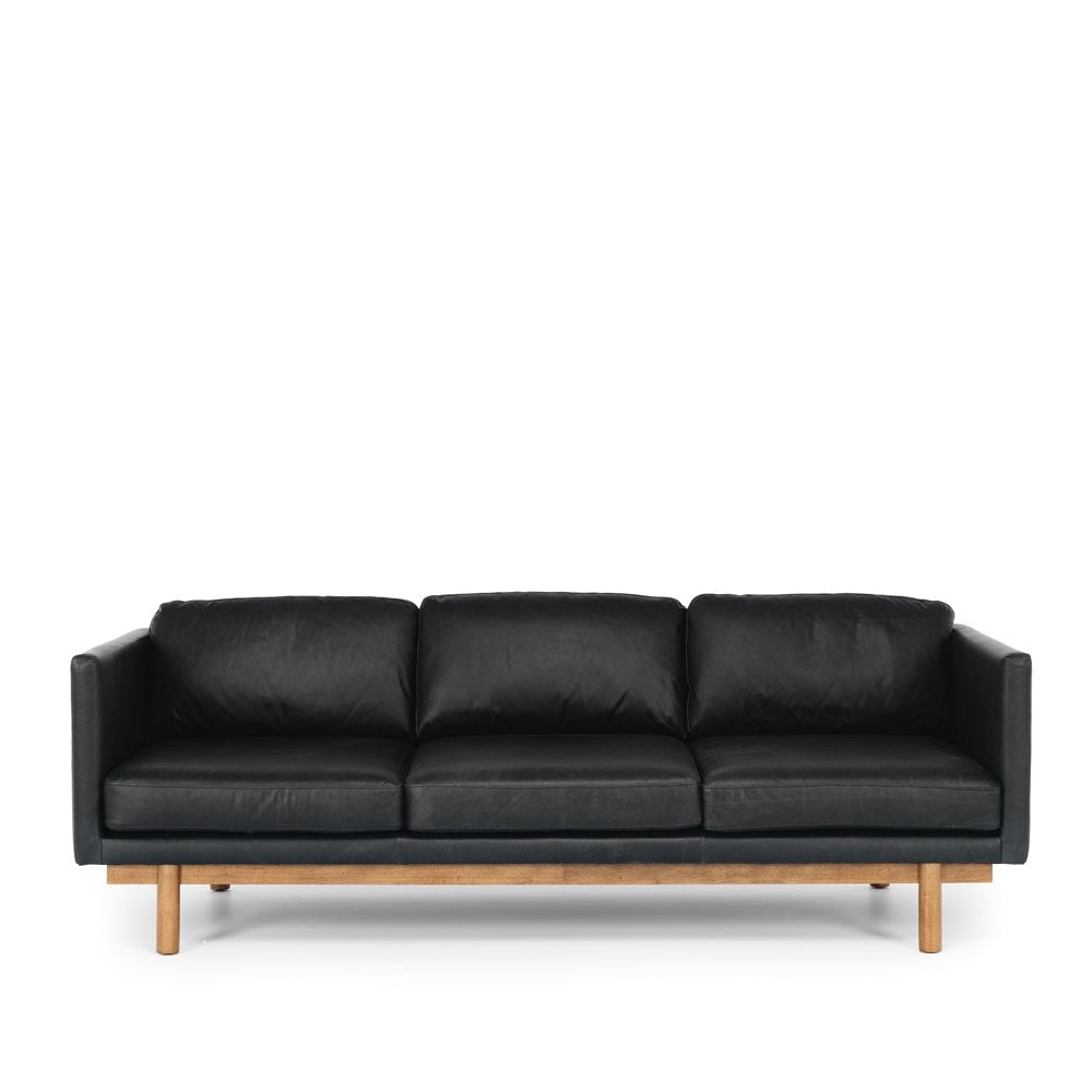 Strada 3 Seater - Black Leather - Paulas Home & Living