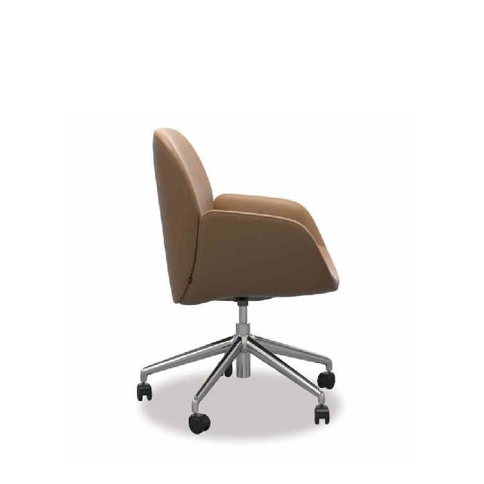 Stressless® Bay Leather Home Office Chair - (Paloma Taupe, polished Metal base) - Paulas Home & Living