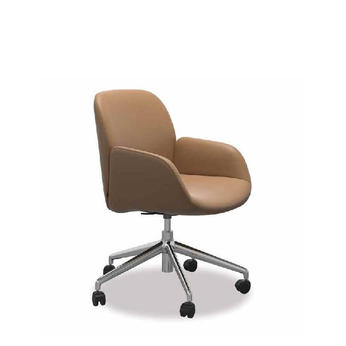Stressless® Bay Leather Home Office Chair - (Paloma Taupe, polished Metal base) - Paulas Home & Living