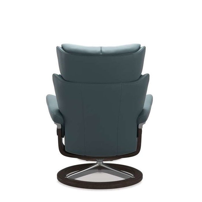 Stressless® Magic Medium Leather Recliner - Signature Base (Paloma Teal Blue) - Paulas Home & Living