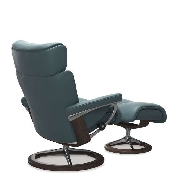 Stressless® Magic Medium Leather Recliner - Signature Base (Paloma Teal Blue) - Paulas Home & Living