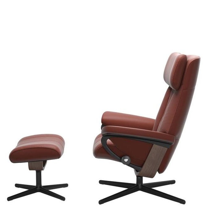 Stressless® Paul Leather Recliner - Cross Base (Paloma Dark Henna) - Paulas Home & Living