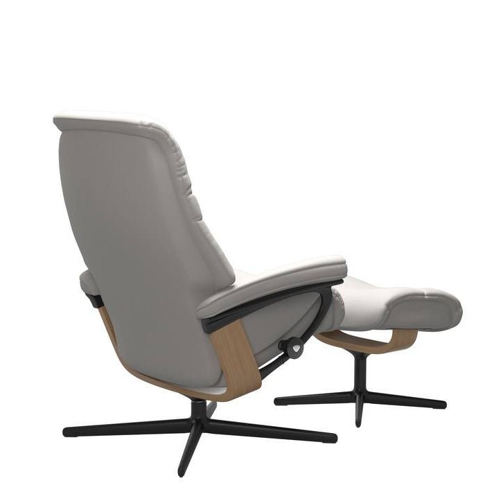 Stressless® Sunrise Medium Leather Recliner - Cross Base (Batick Milky White) - Paulas Home & Living